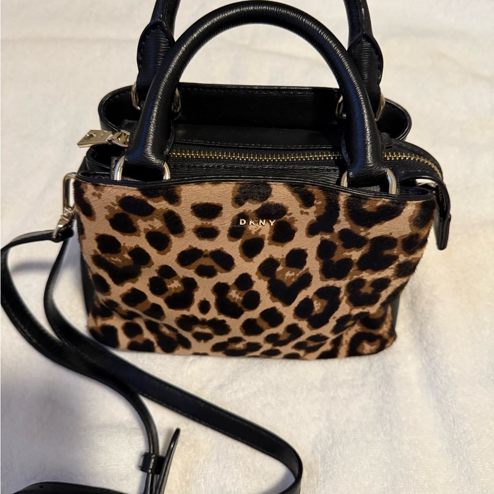 DKNY Black and Brown Leopard Mini Bag